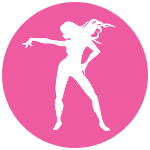 white dancer logo on pink background