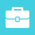 white briefcase icon on blue background